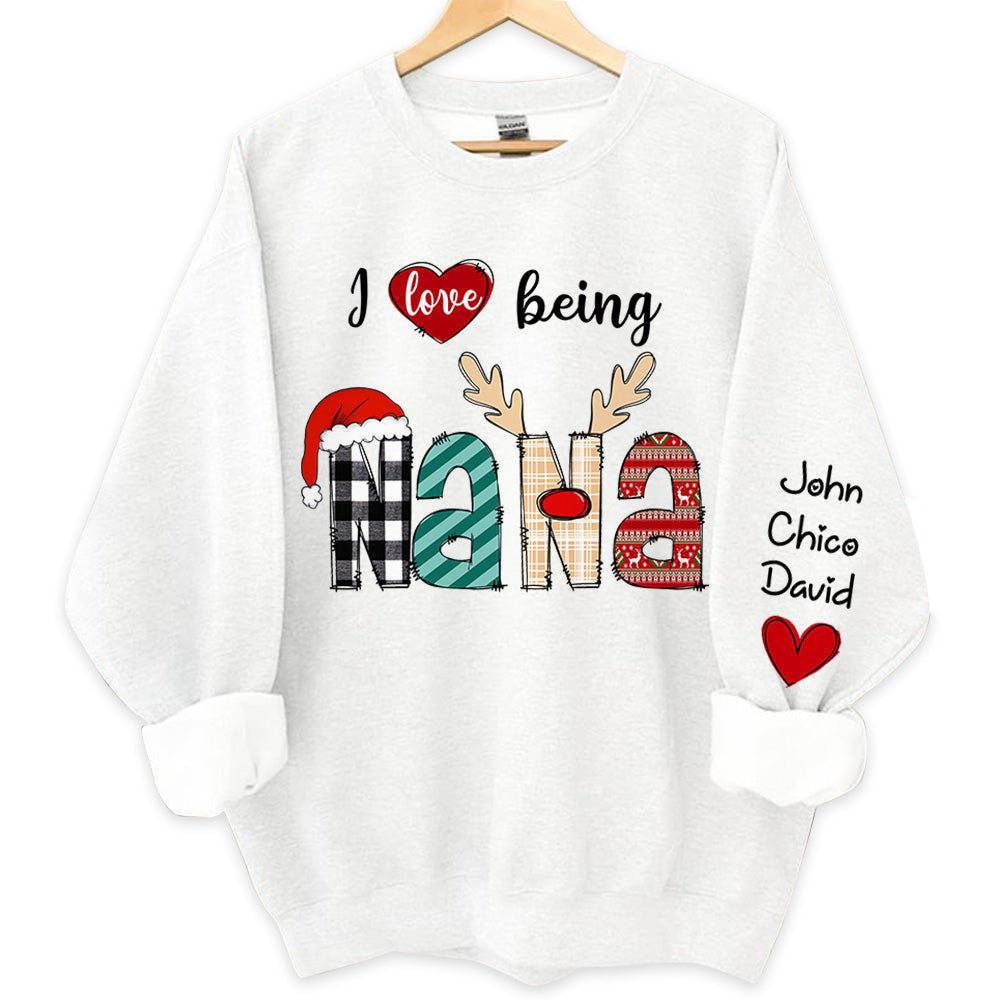 I Love Being Grandma - Personalized Family Gift Christmas - Custom Grandma and Grandkids Sweatshirt