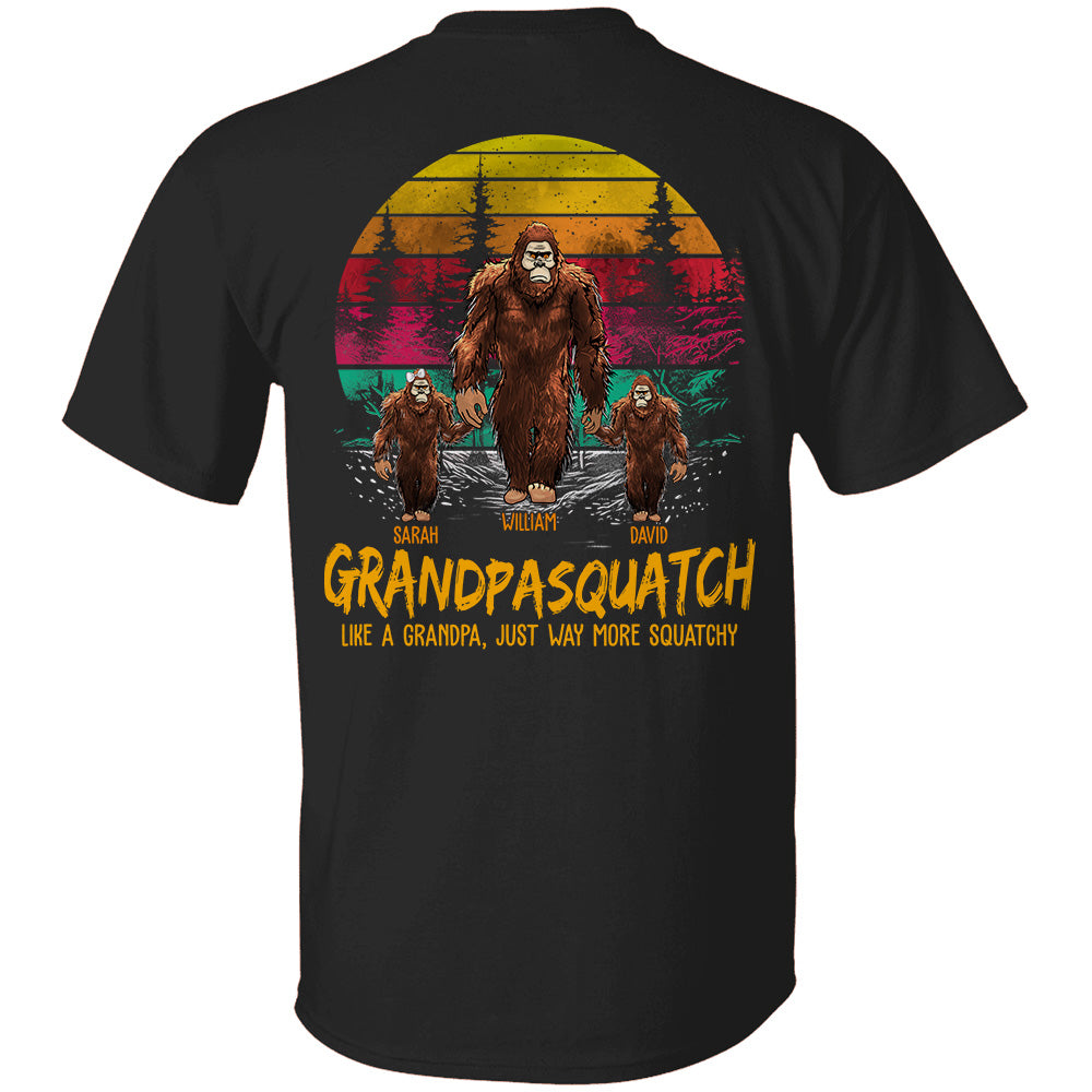 Papasquatch, Like A Grandpa, Just Way More Squatchy - Personalized Vintage Back Printed Shirt