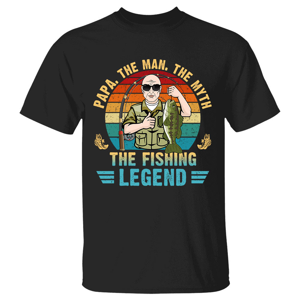 Papa The Man The Myth The Fishing Legend Vintage Personalized Shirt For Grandpa
