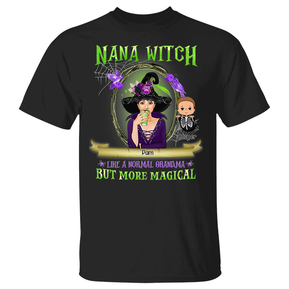 Grandma Witch Like A Normal Grandma But More Magical Halloween Grandma And Kids Personalized Shirts