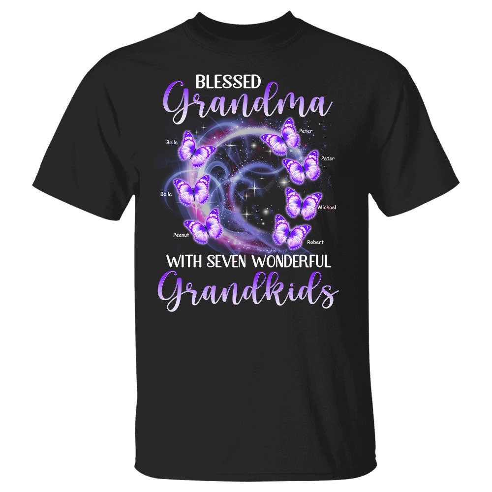 Blessed Grandma With Wonderful Grandkids Butterflies Personalized Shirt