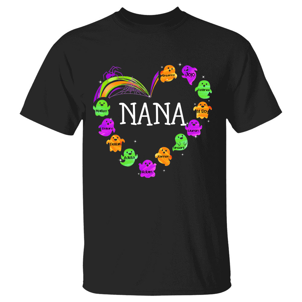 Grandma Boo Heart Halloween Personalized Shirt For Grandmas