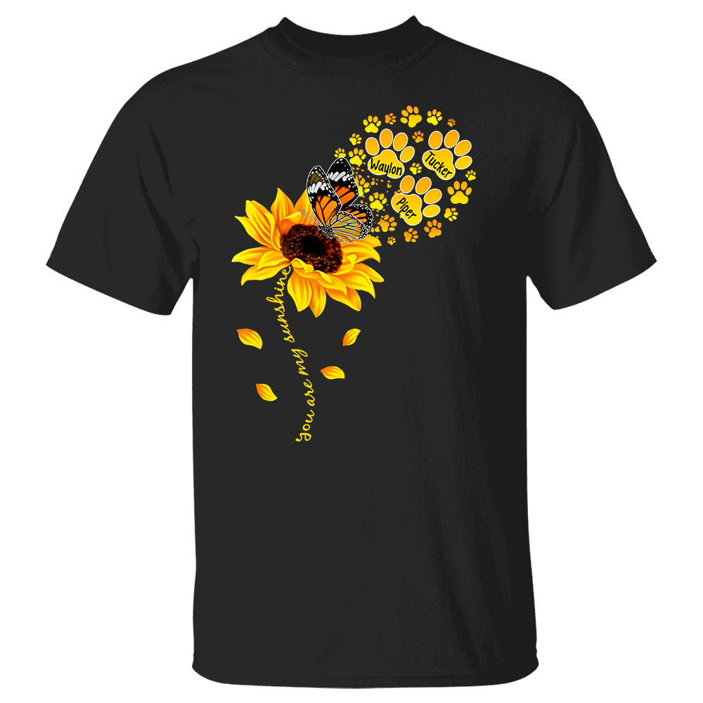 Personalized You Are My Sunshine Paw Print Shirt