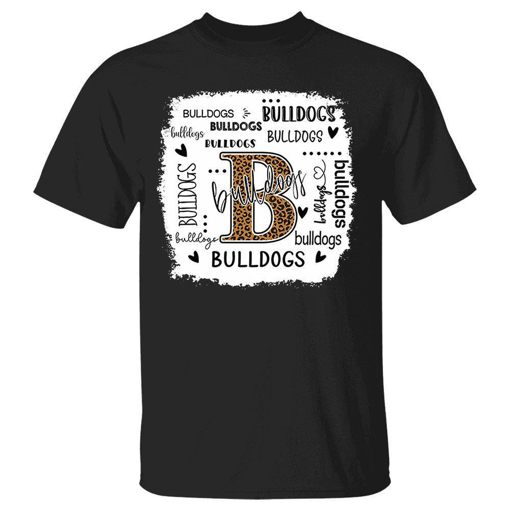 Personalized Bulldogs Leopard Custom Name T-Shirt Teacher Appreciation Gift