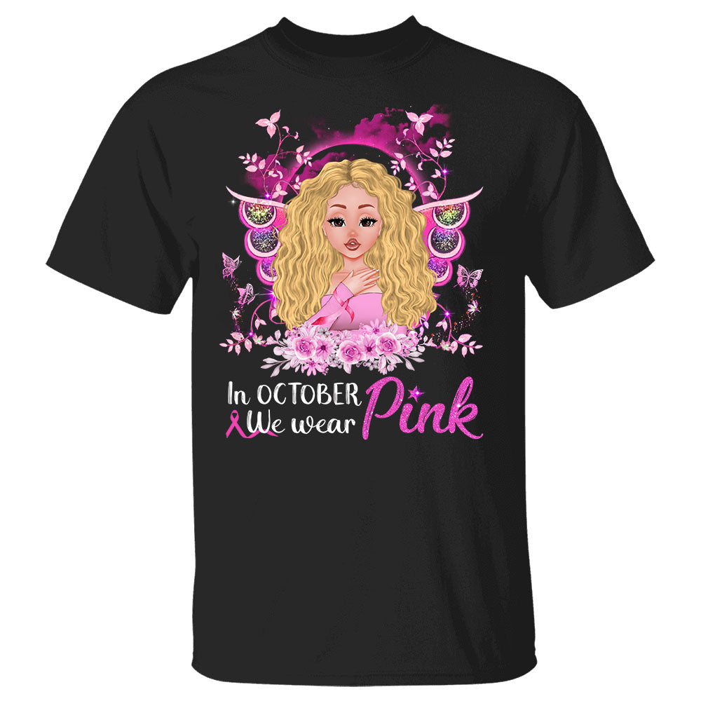 In October We Wear Pink Personalized Shirt For Breast Cancer Awareness