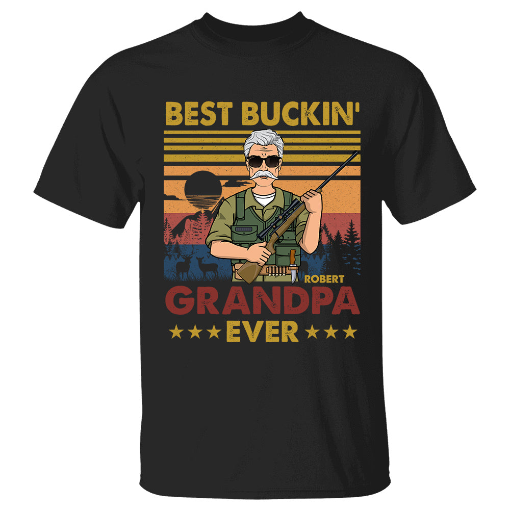 Best Buckin’s Grandpa Ever Personalized Shirt Gift For Father's Day Hunting Dad Shirt K1702