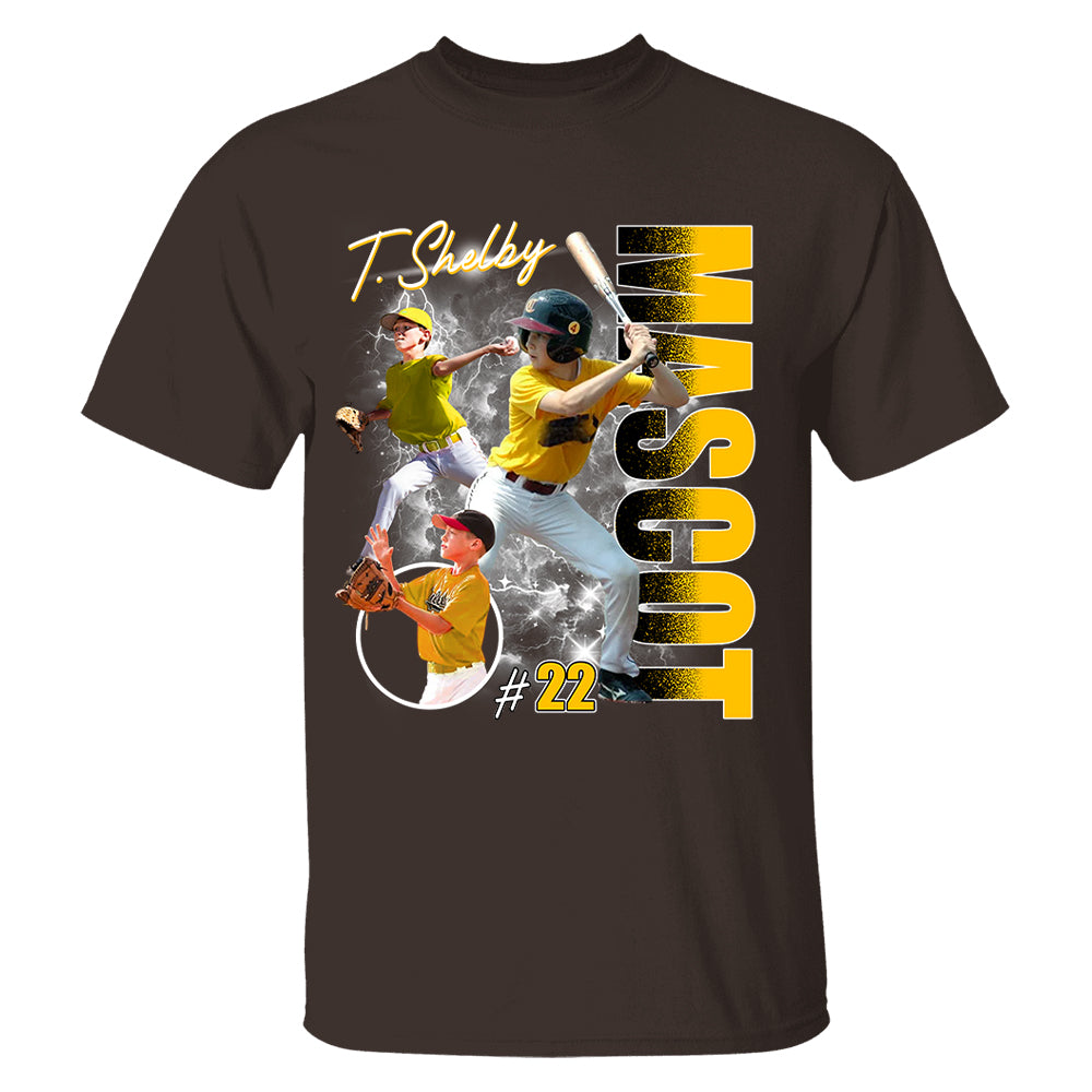 Custom Photo Baseball Player Shirt - Personalized Team Name School Name Bootleg Shirt
