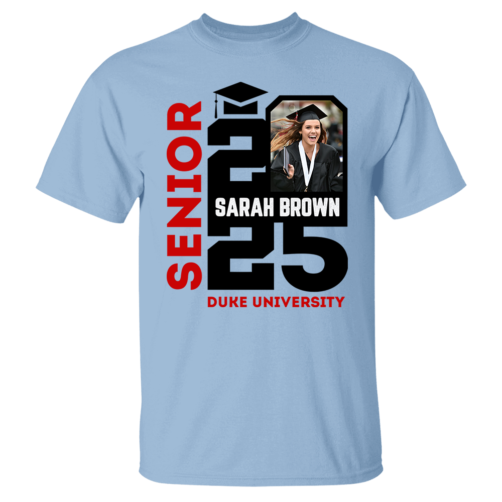 Senior 2025 Custom Photo Shirt, Personalized Graduation Shirt, Graduation Photo Shirt