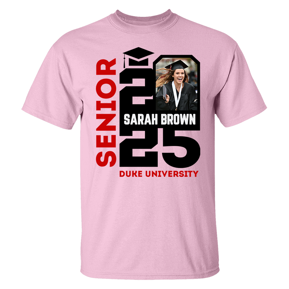 Senior 2025 Custom Photo Shirt, Personalized Graduation Shirt, Graduation Photo Shirt