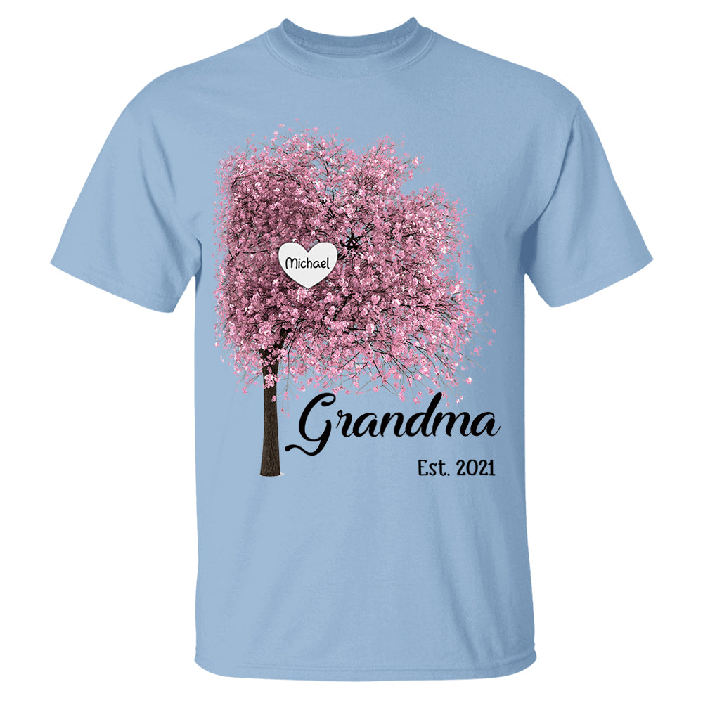 Grandma Est Autumn Heart Tree Personalized Shirts TRNA