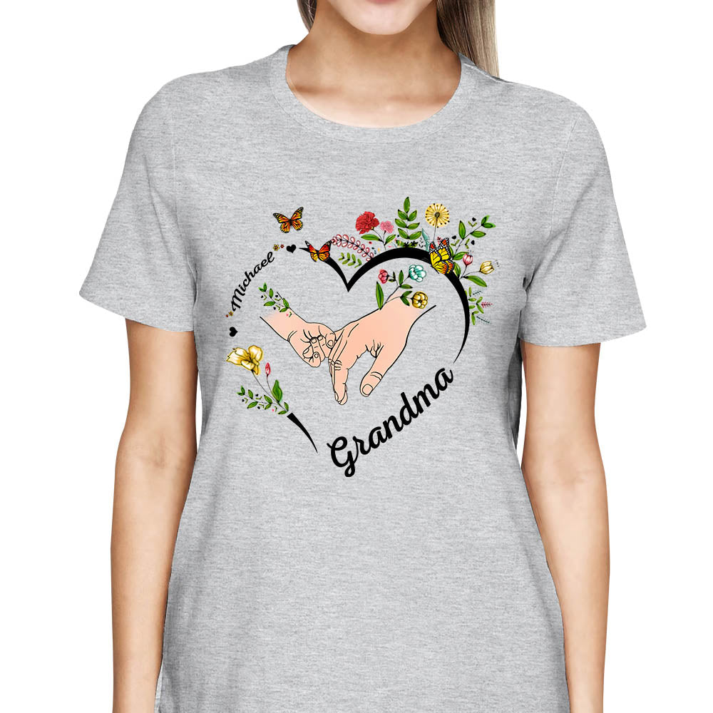 Personalized Wildflowers Mimi Hands And Grandkids Hands Shirts For Grandma