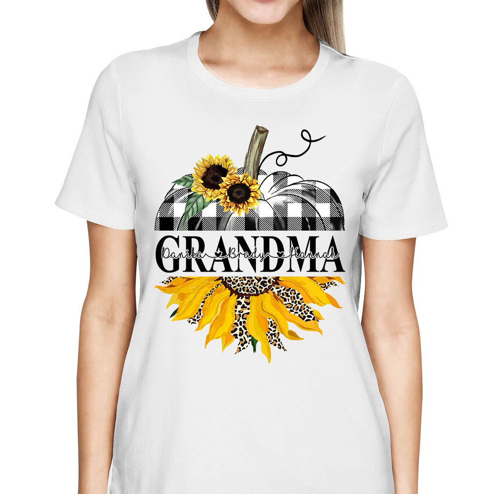 Mimi Sunflower Pumpkin Personalized Shirt With Grandkids Names For Grandmas