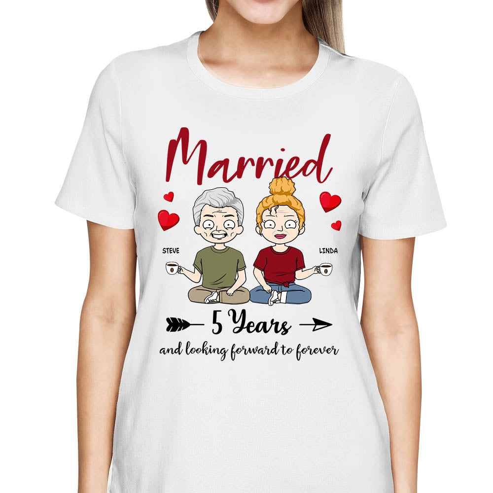 Married Since Year And Looking Forward To Forever Personalized Shirt For Couple Wife Husband