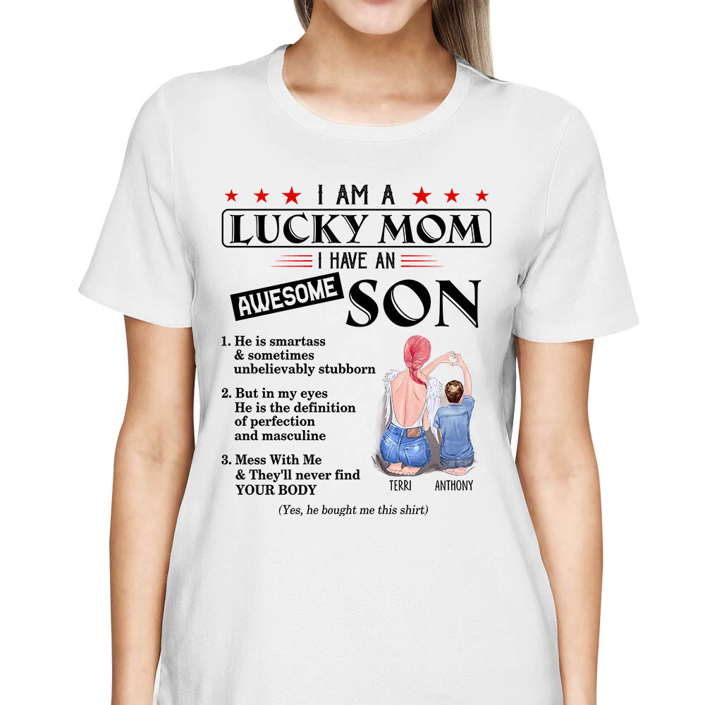 I Am A Lucky Mom I Have An Awesome Son Personalized Shirt