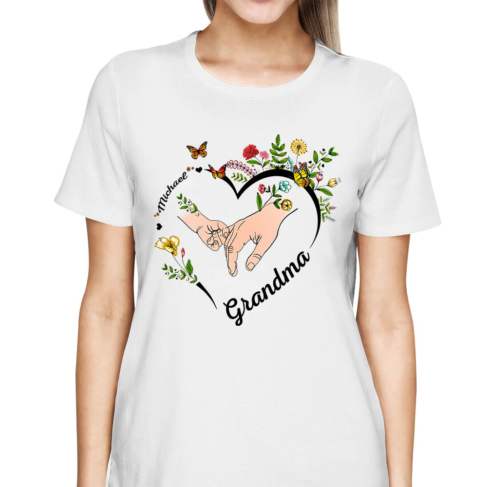 Personalized Wildflowers Mimi Hands And Grandkids Hands Shirts For Grandma