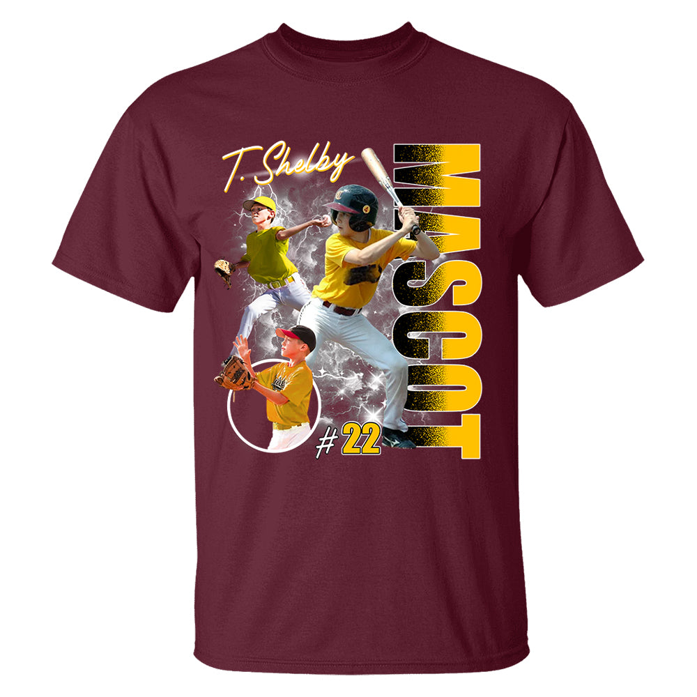 Custom Photo Baseball Player Shirt - Personalized Team Name School Name Bootleg Shirt