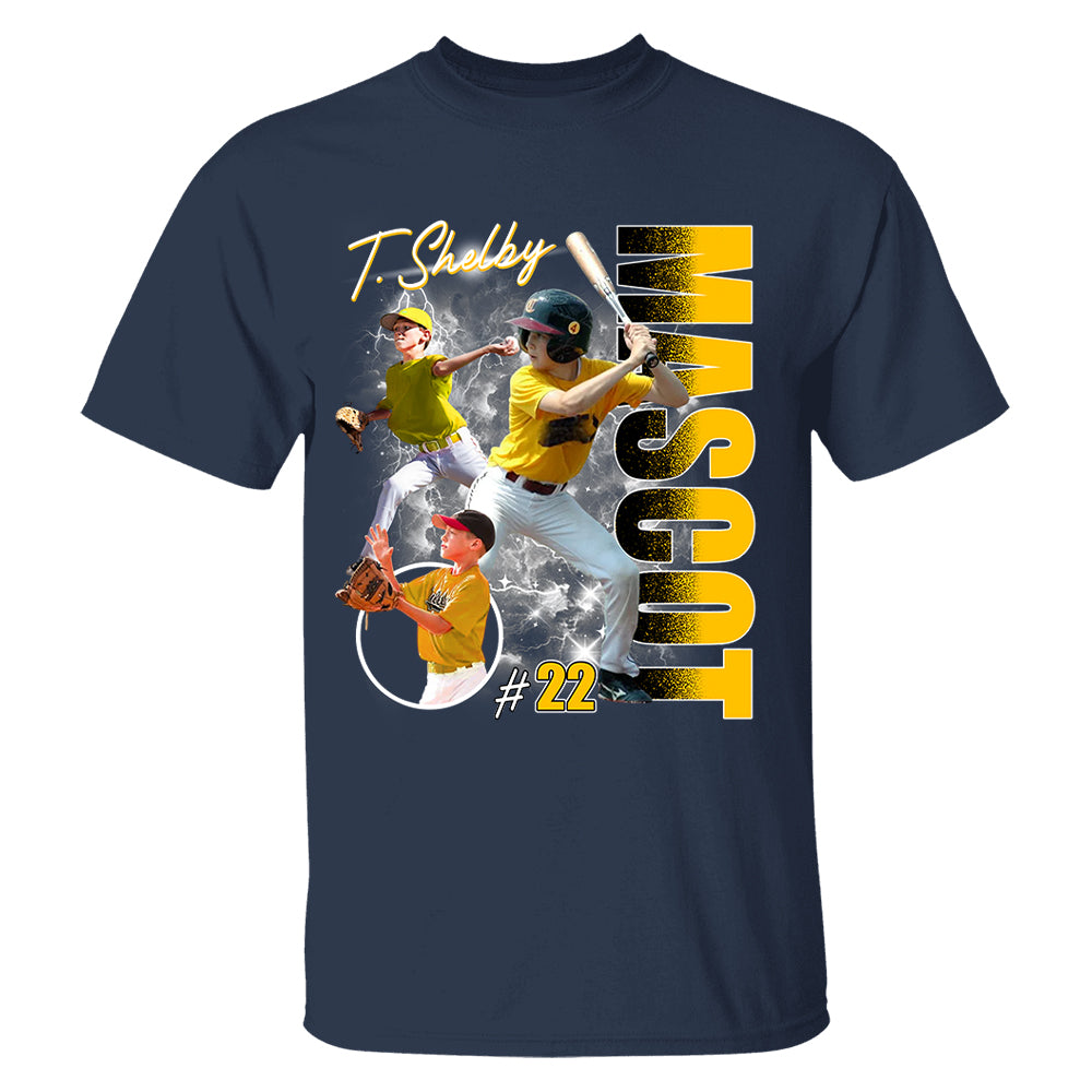 Custom Photo Baseball Player Shirt - Personalized Team Name School Name Bootleg Shirt