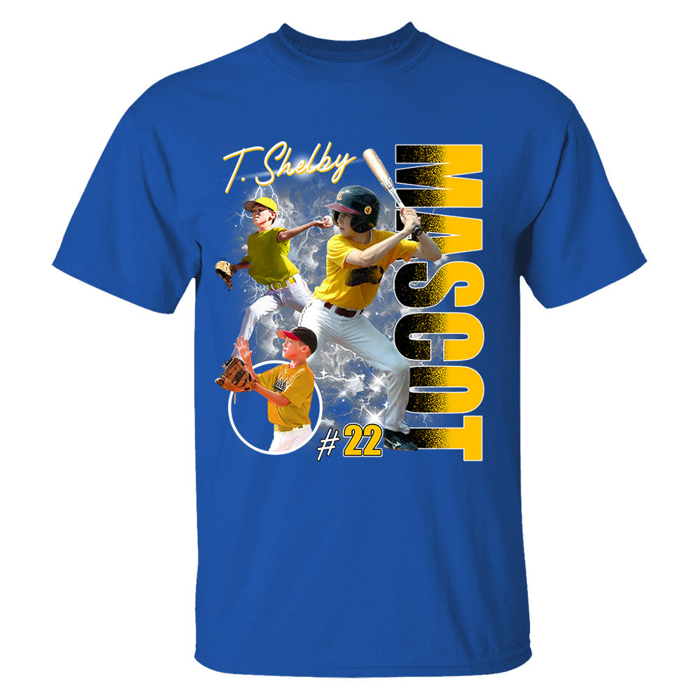 Custom Photo Baseball Player Shirt - Personalized Team Name School Name Bootleg Shirt