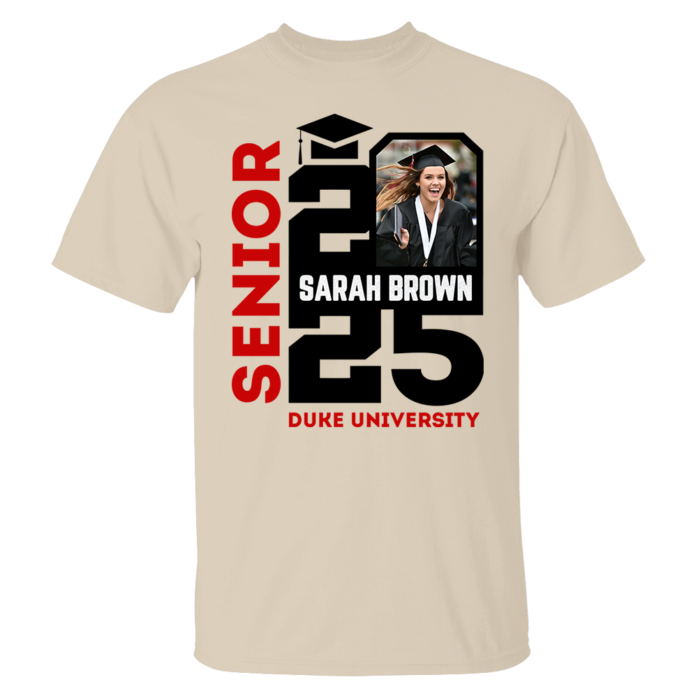 Senior 2025 Custom Photo Shirt, Personalized Graduation Shirt, Graduation Photo Shirt