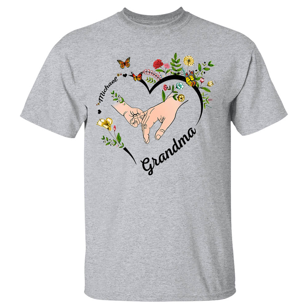 Personalized Wildflowers Mimi Hands And Grandkids Hands Shirts For Grandma