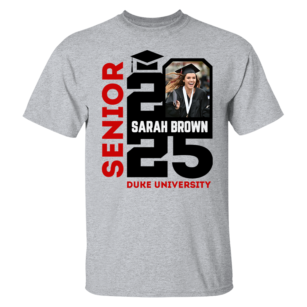 Senior 2025 Custom Photo Shirt, Personalized Graduation Shirt, Graduation Photo Shirt