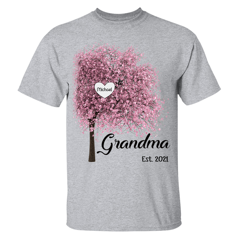 Grandma Est Autumn Heart Tree Personalized Shirts TRNA