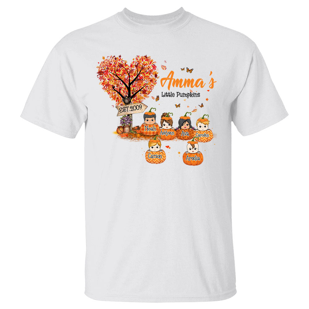 Grandma's Little Pumpkins Personalized Autumn Shirt For Grandma