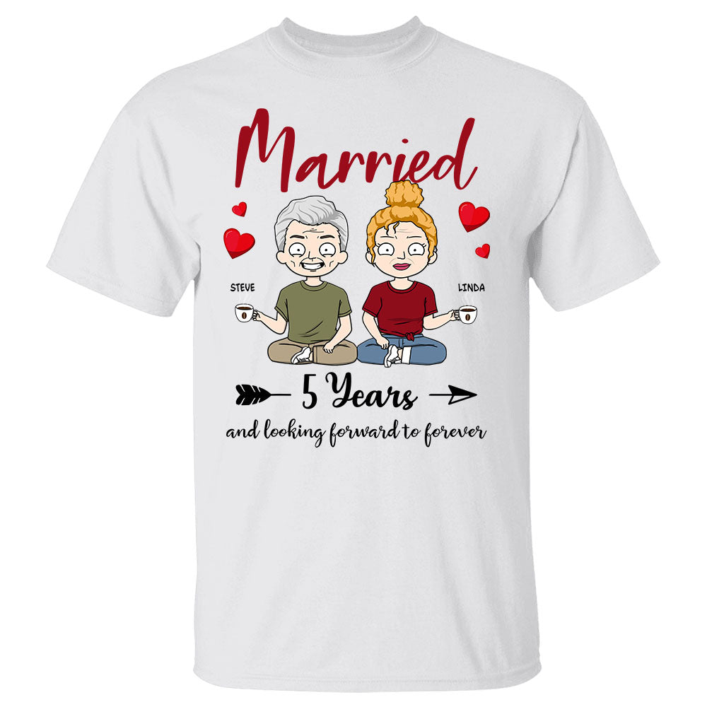 Married Since Year And Looking Forward To Forever Personalized Shirt For Couple Wife Husband