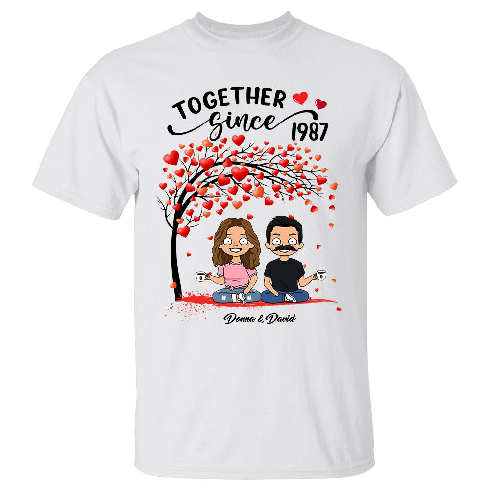 Personalized Together Since Year Shirt Funny Wife And Husband Tree Heart Valentines Shirt