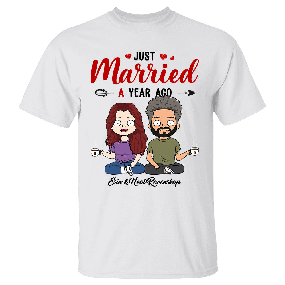 Personalized Husband And Wife Anniversary Wedding Shirt Just Married Years Ago Couple Shirt