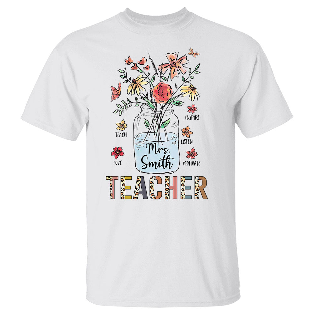 Teach Love Inspire Listen Motivate Flower Retro Teacher Personalized Shirt For Teachers H2511