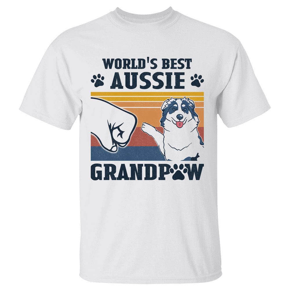 World's Best Aussie Grandpaw Shirts Gift For Australian Shepherd Grandpa