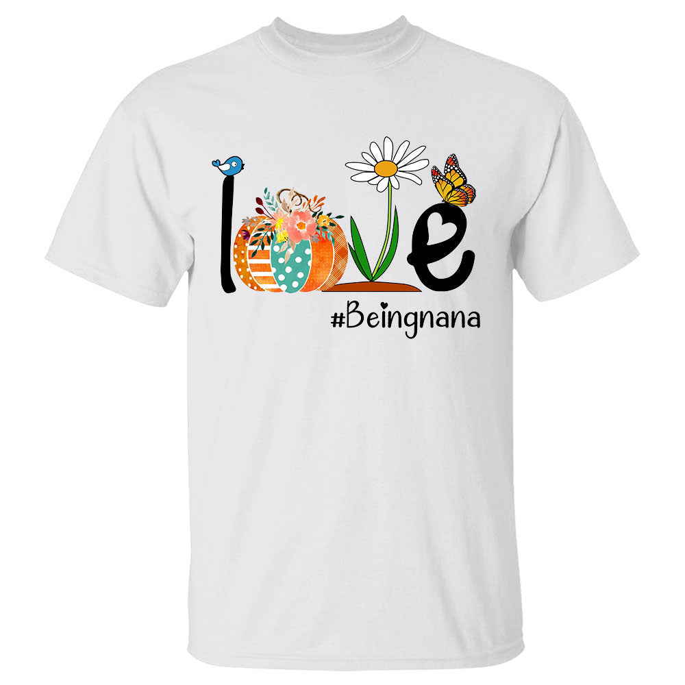 Love Nana Life Heart Pumpkin Personalized Shirt With Grandkids Name For Grandmas