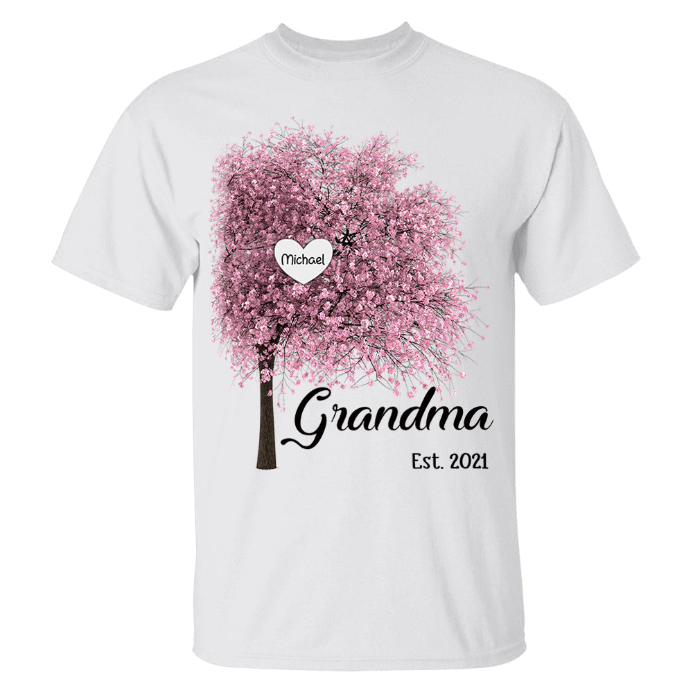 Grandma Est Autumn Heart Tree Personalized Shirts TRNA