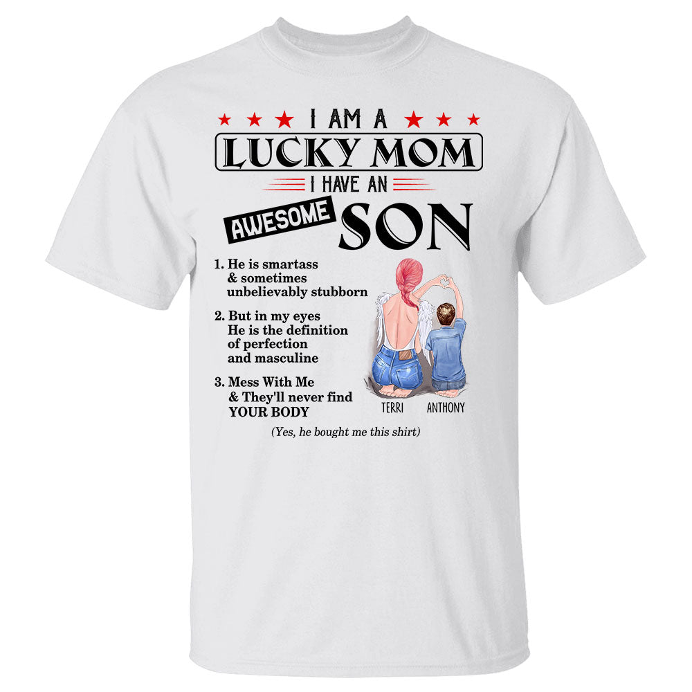 I Am A Lucky Mom I Have An Awesome Son Personalized Shirt