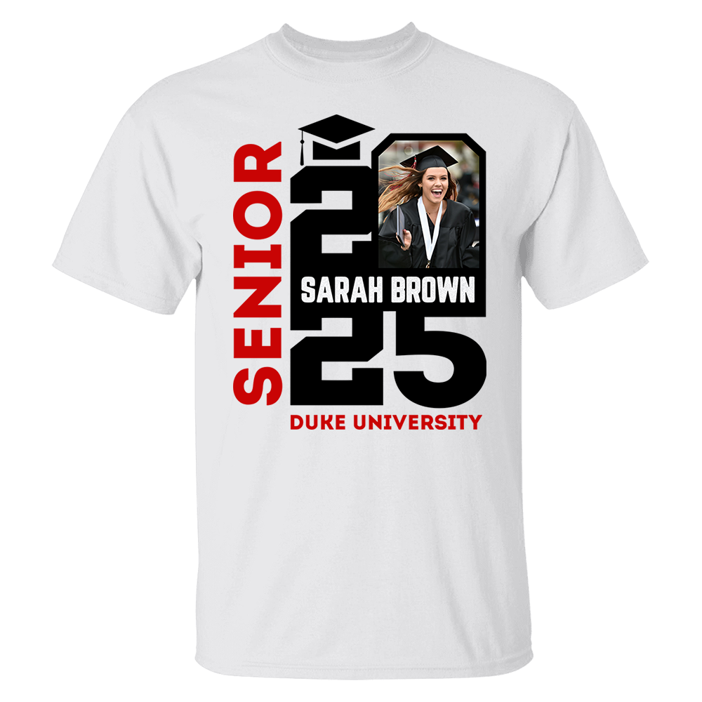 Senior 2025 Custom Photo Shirt, Personalized Graduation Shirt, Graduation Photo Shirt