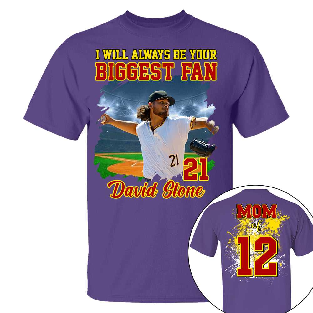 Custom Photo Baseball Player I Will Always Be Your Biggest Fan Personalized Softball Shirt Gift Baseball Mom Baseball Dad GameDay