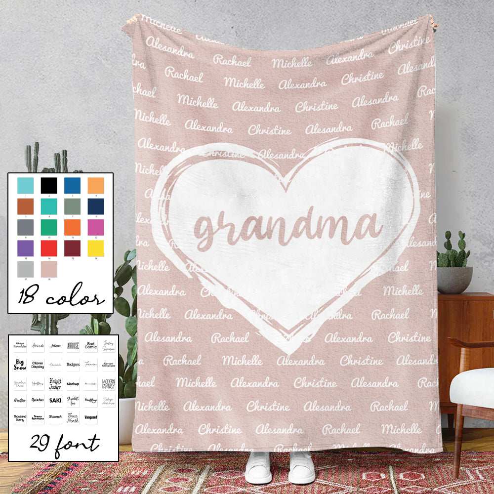 Name in Heart Blanket | Personalized Gift with Names & Color of Your Choice | Personalized Name Blanket, Mothers Day Gifts, Christmas Gift
