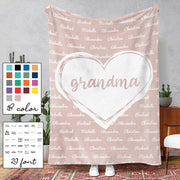 Name in Heart Blanket | Personalized Gift with Names & Color of Your Choice | Personalized Name Blanket, Mothers Day Gifts, Christmas Gift