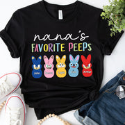 Nana's Favorite Peeps Easter Shirt, Personalized Grandchild Name T-shirt, Custom Funny Tee For Grandma, Cute Bunny Nana Mom Gift