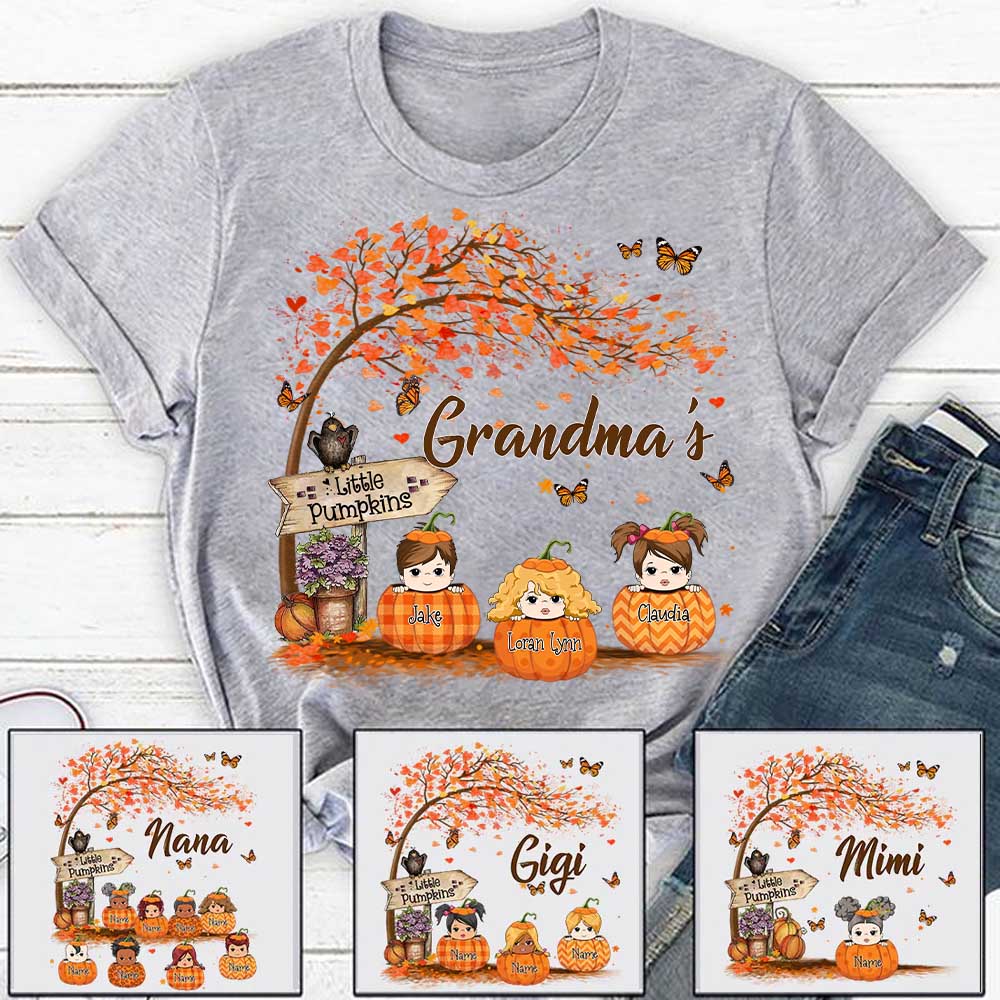 Personalized Grandma's Little Pumpkin Autumn Shirt