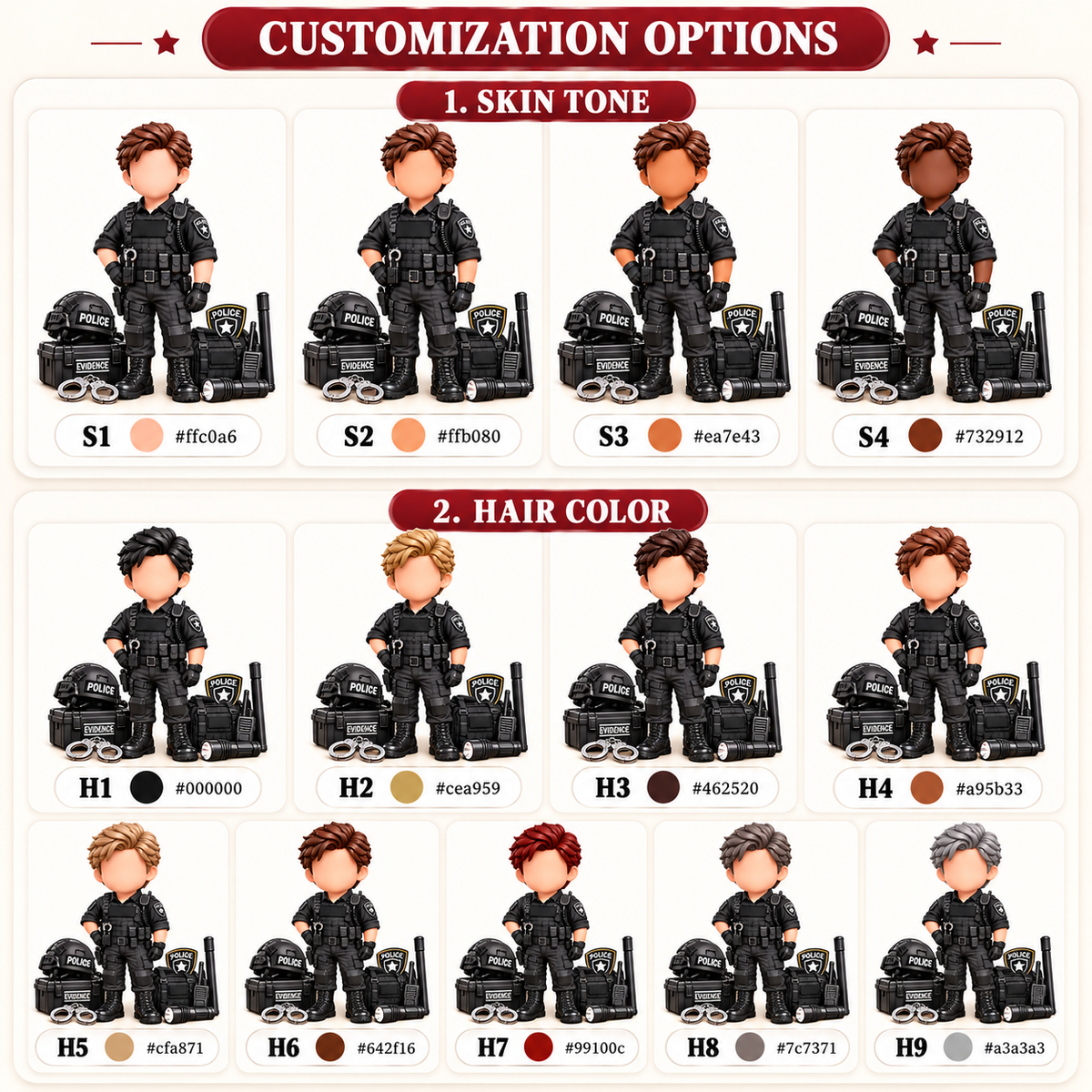 Custom Police Officer Christmas Ornament, Sheriff Bulletproof Vest,  Police Gift L0411 VH01
