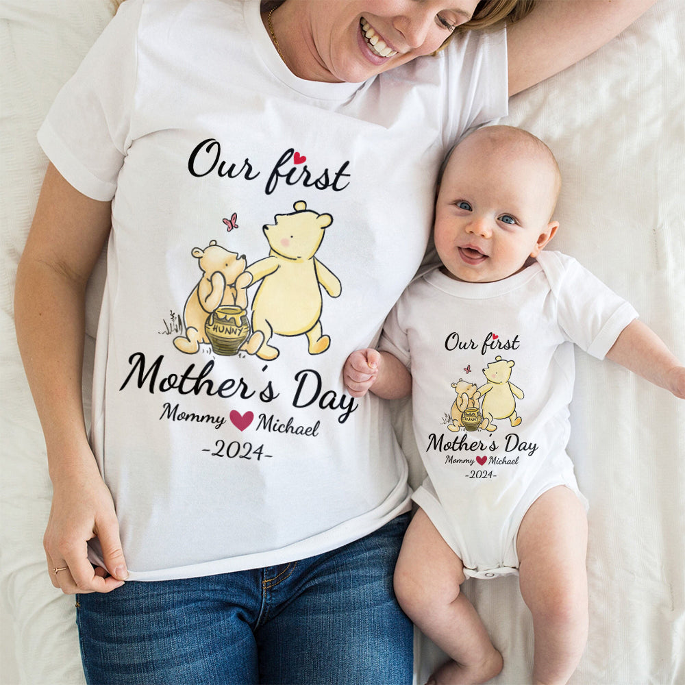 Our First Mother's Day Shirt, Custom Bear First Mother's Day T-Shirt, Gift For Mom - M2204