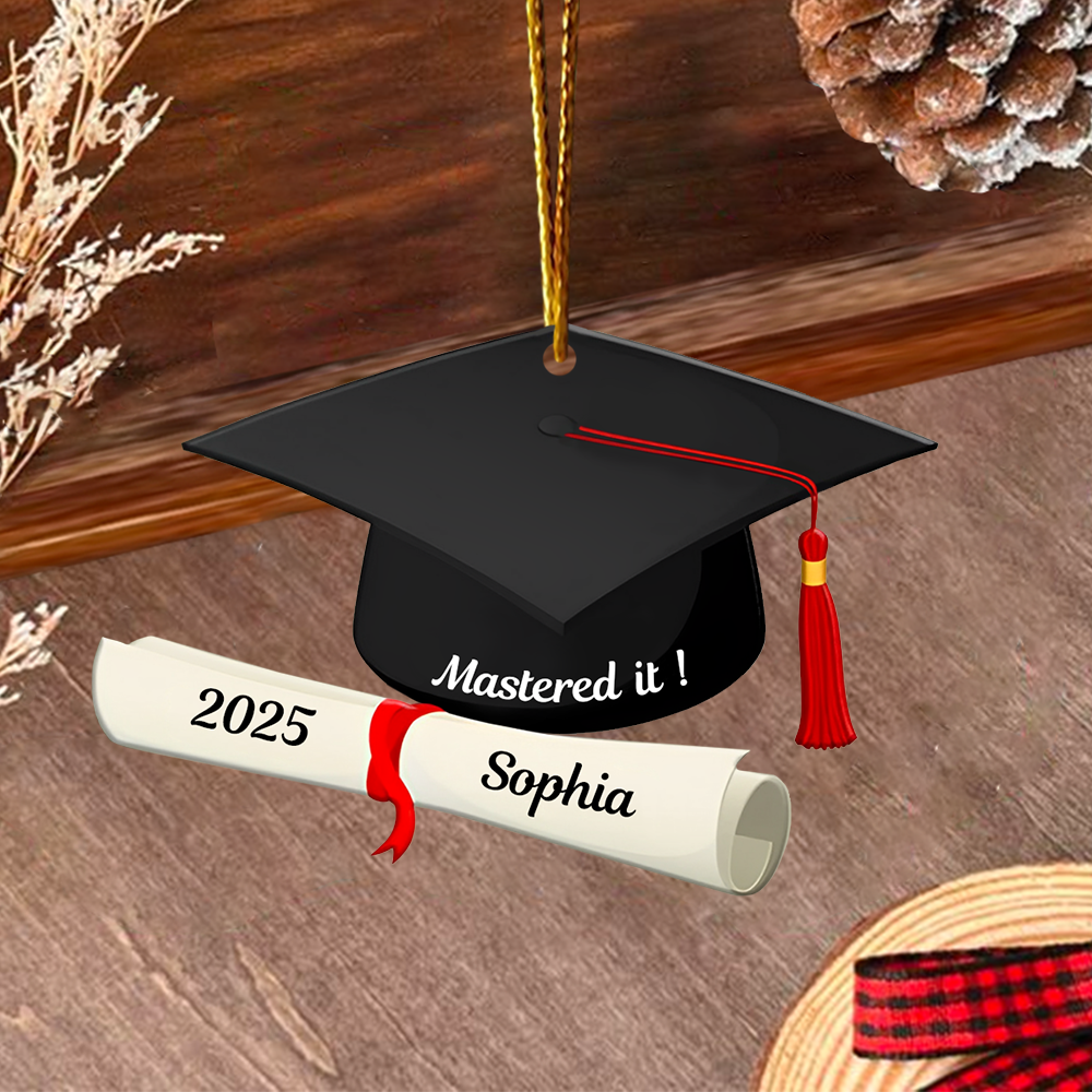 Personalized School Graduation Custom Shape Ornament, Custom Graduation, Class Of 2025, Graduation Gifts, Graduation Christmas Ornament