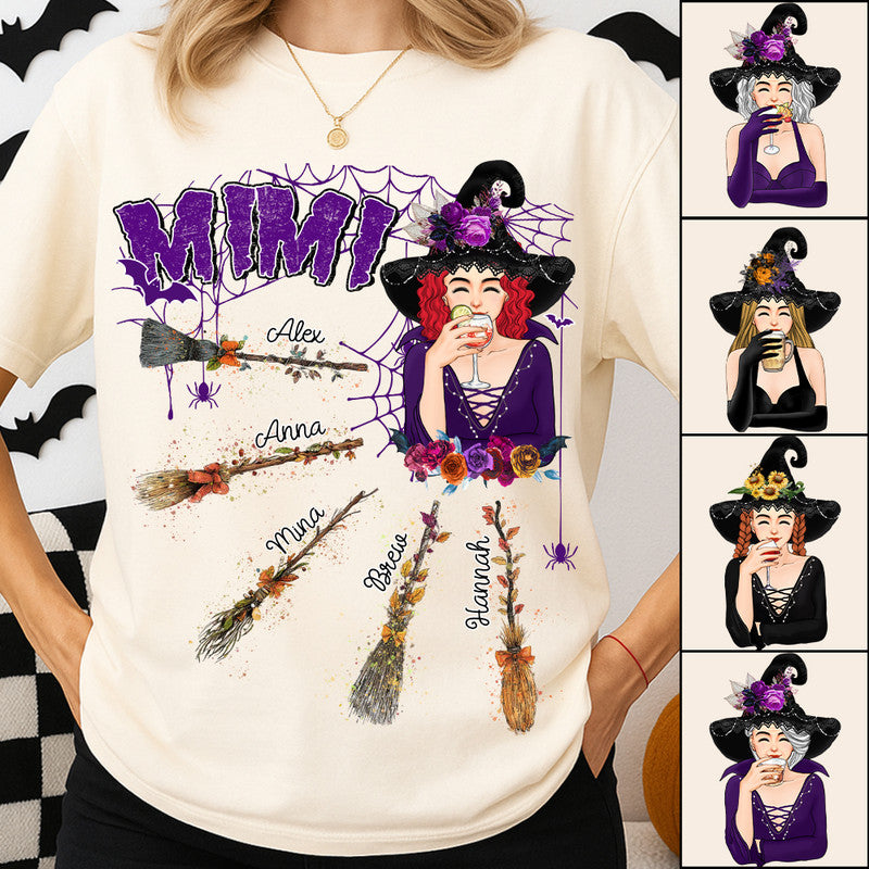 Personalized Halloween Shirt For Grandma - Custom Awesome Witch Grandma Kids NA04