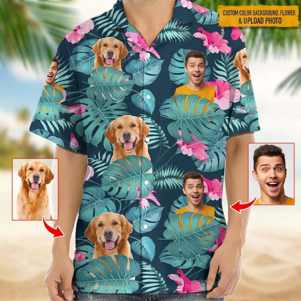 Personalized Father's Day Gift For Dog Dad, Upload Photo Dog And Face Hawaiian Shirt