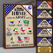Personalized Gift For Veteran Dad Grandpa Custom Gift For Veteran Home Is Where The Military Branch Sends Us Poster Canvas For Veteran Home H2511