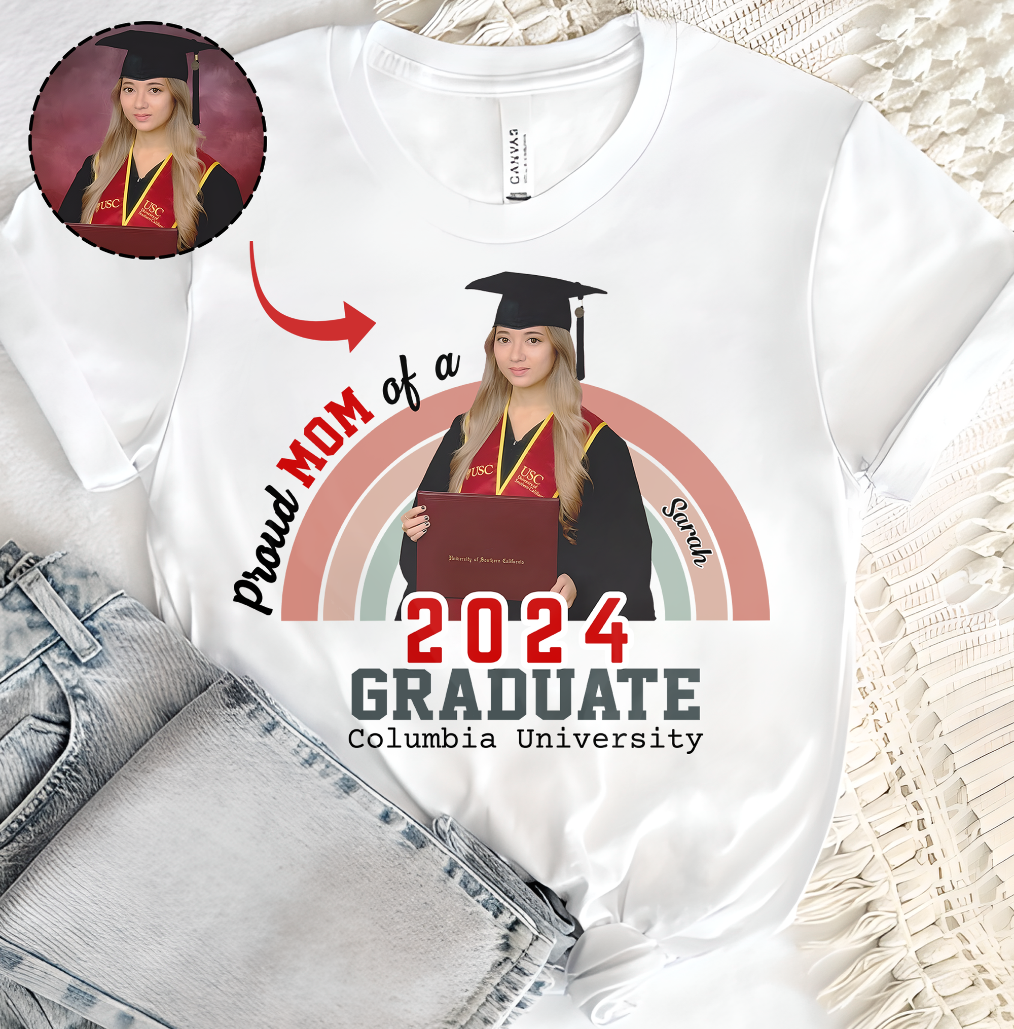 Personalized Graduation Shirt, Proud Family Of a 2024 Graduate, Custom Photo Shirt For Family Members -Hn01
