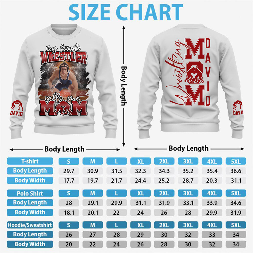My Favorite Wrestler Calls Me Mom - Personalized All Over Print Shirt For Wrestling Mom Wrestling Family T1807