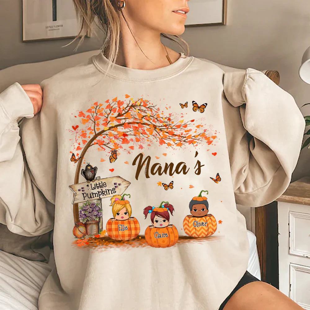 Personalized Grandma's Little Pumpkin Autumn Shirt